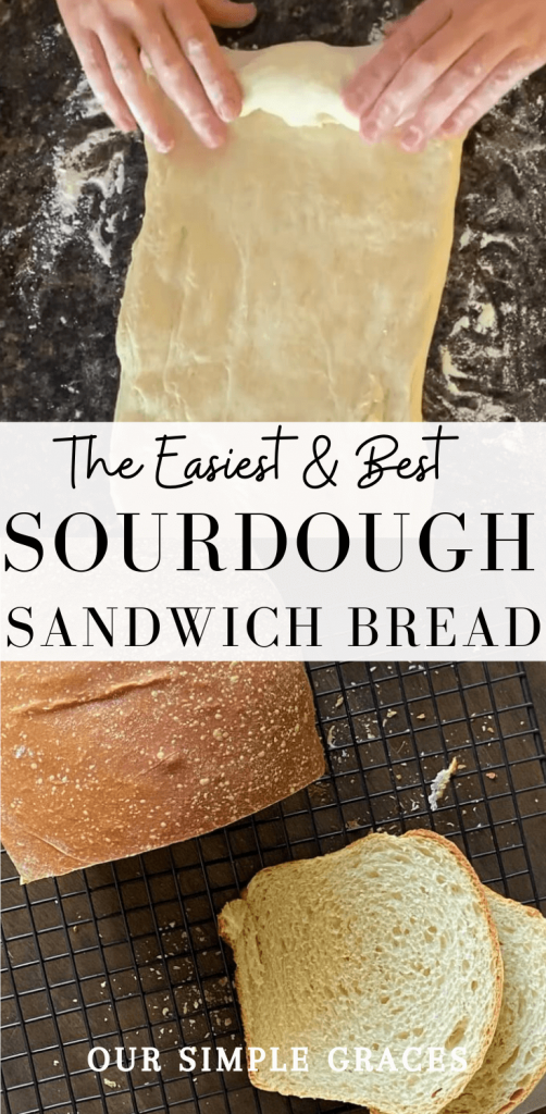 This bread is the easiest and best sourdough sandwich bread! Homemade, buttery and soft, you will never buy sandwich bread from the store again! Serve this bread for sandwiches or enjoy by itself with some butter and honey drizzled on top.