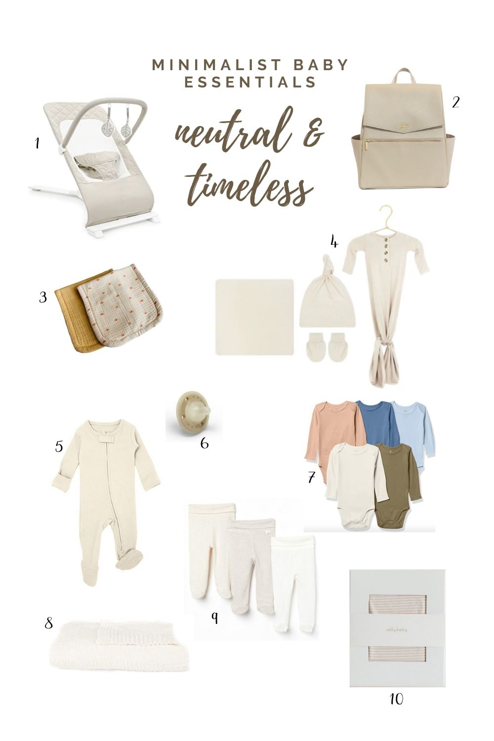 What does a baby really need? These minimalist baby essentials are neutral and timeless. They will work for either gender and can be passed down to any of your babies in the future!