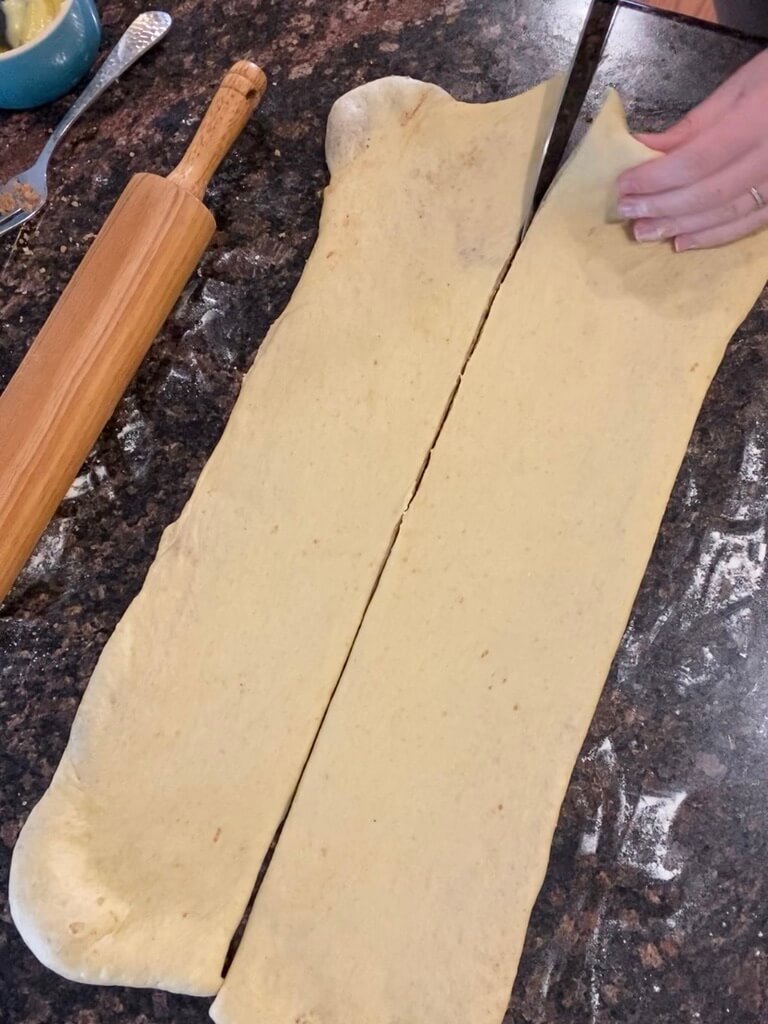 dough cut in half