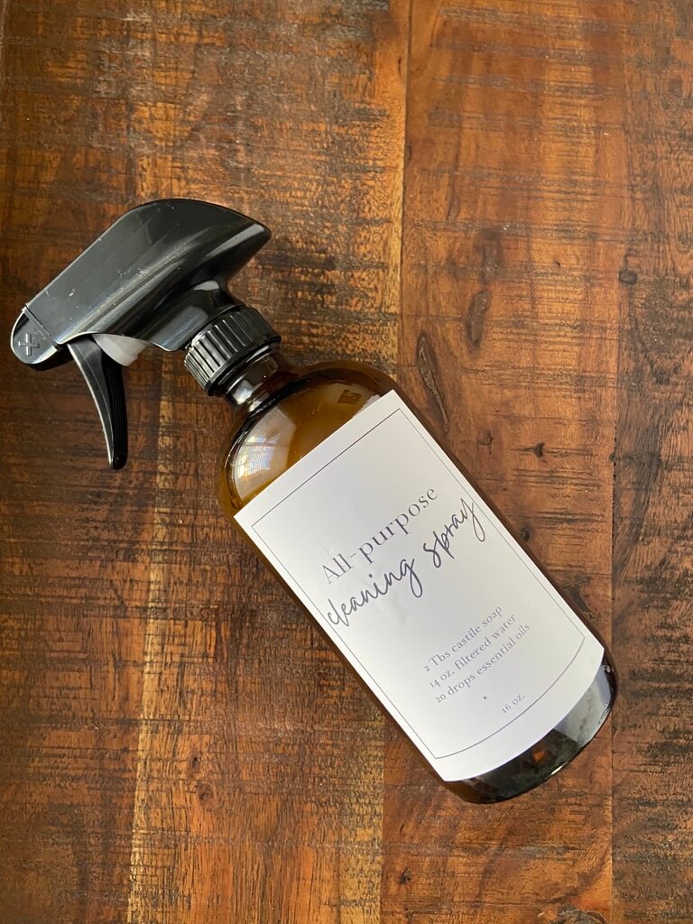This is the easiest DIY All-Purpose Cleaner without Vinegar Recipe. All you need is three ingredients to make it. Start saving money by replacing expensive cleaners that use harmful chemicals and fragrances for this simple cleaning spray that you can mix together in just one minute!