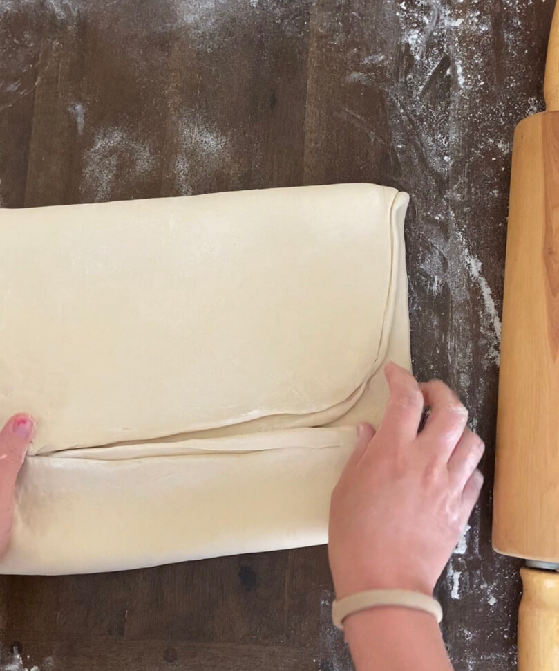 sourdough croissants dough folded for laminating