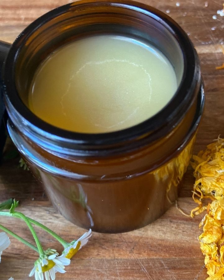 This DIY all-natural Calendula Salve Recipe is the perfect solution for diaper rash, scrapes, cuts and other skin ailments. This salve contains organic gentle and healing ingredients that are safe for babies sensitive skin.
