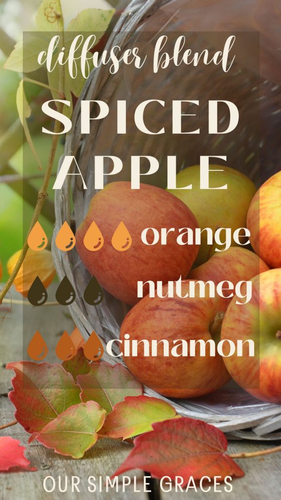 fall diffuser blends spiced apple with orange, nutmeg and cinnamon essential oils