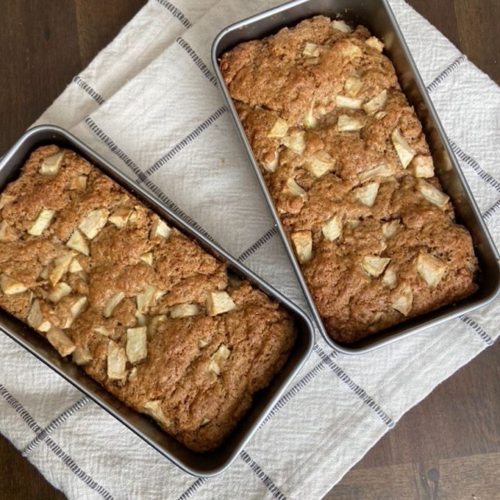 Sourdough Apple Coffee Cake is soft, delicious and crisp on the outside with plenty of fresh apple chunks in every bite. Slightly caramelized, the sourdough fermentation makes this breakfast or afternoon treat a healthier option!