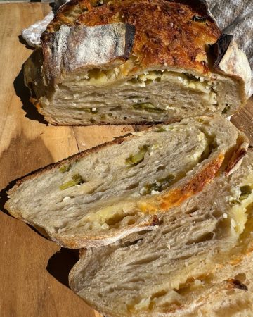 Jalapeño Cheddar Sourdough Bread has everything you love about traditional sourdough loaves, but is also crispy, cheesy and has the perfect amount of heat! It is so delicious on its own or added to a meal for an elevated spin on your classic sourdough loaf.