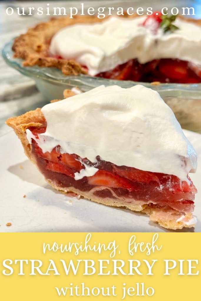 This fresh Strawberry Pie Recipe (without jello) is so delicious, low-sugar and actually a healthy treat! This jello-free strawberry pie is so simple to bring together, tastes like summer and is a dessert you won't feel bad about eating!