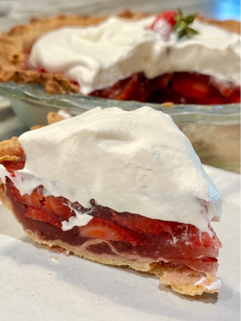 This fresh Strawberry Pie Recipe (without jello) is so delicious, low-sugar and actually a healthy treat! This jello-free strawberry pie is so simple to bring together, tastes like summer and is a dessert you won't feel bad about eating!