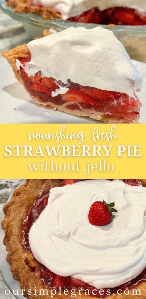 This fresh Strawberry Pie Recipe (without jello) is so delicious, low-sugar and actually a healthy treat! This jello-free strawberry pie is so simple to bring together, tastes like summer and is a dessert you won't feel bad about eating!